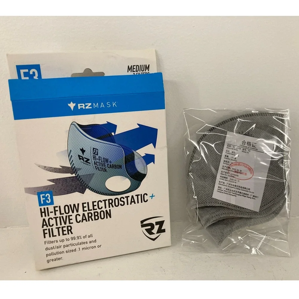 NEW RZ Mask F3 Hi-Flow Electrostatic Active Carbon Filter 0.1 Micron PPE Safety